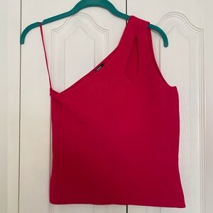 Pink asymmetrical body contour top